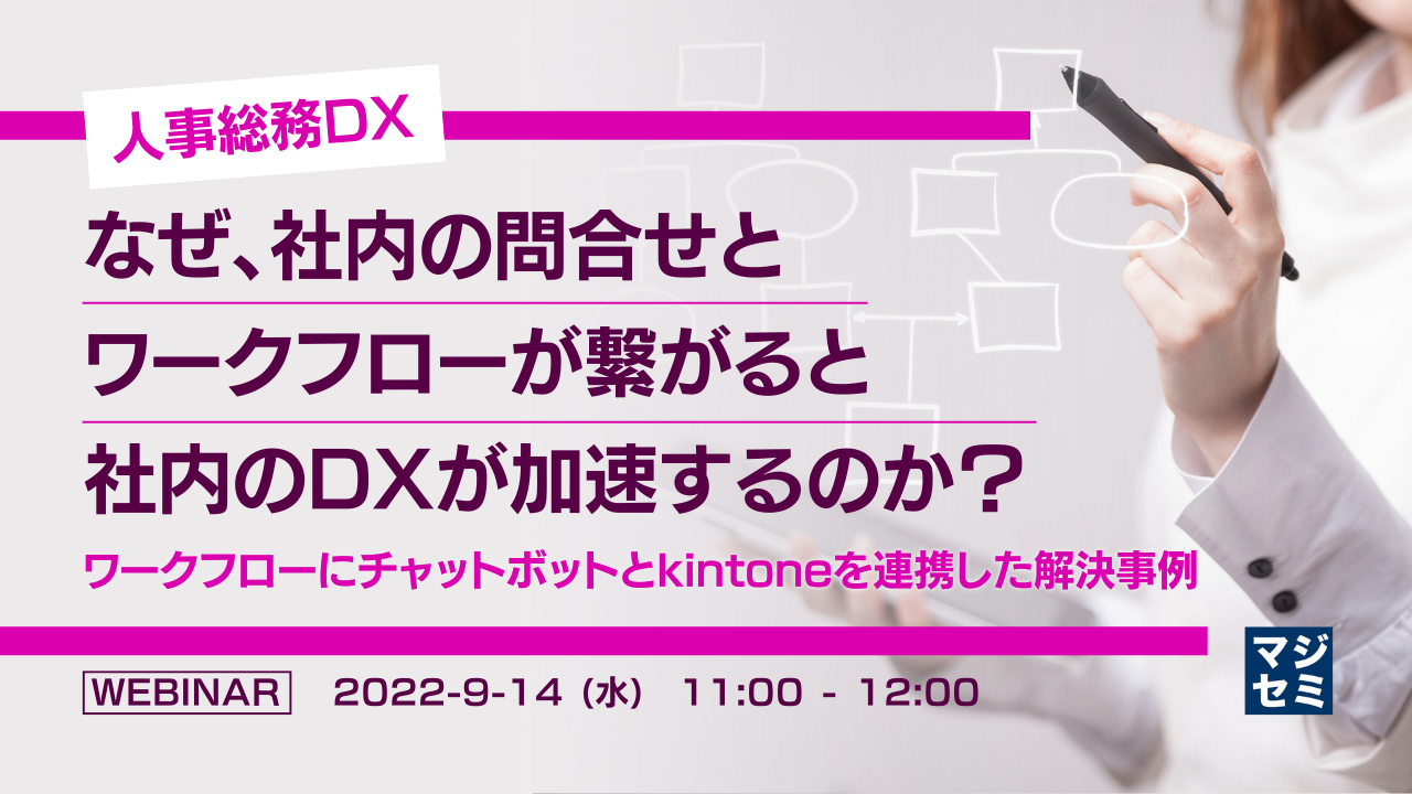 【人事総務DX】なぜ、社内の問合せとワークフローが繋がると社内のDXが加速するのか? ~ワークフローにチャットボットとkintoneを連携した解決事例~